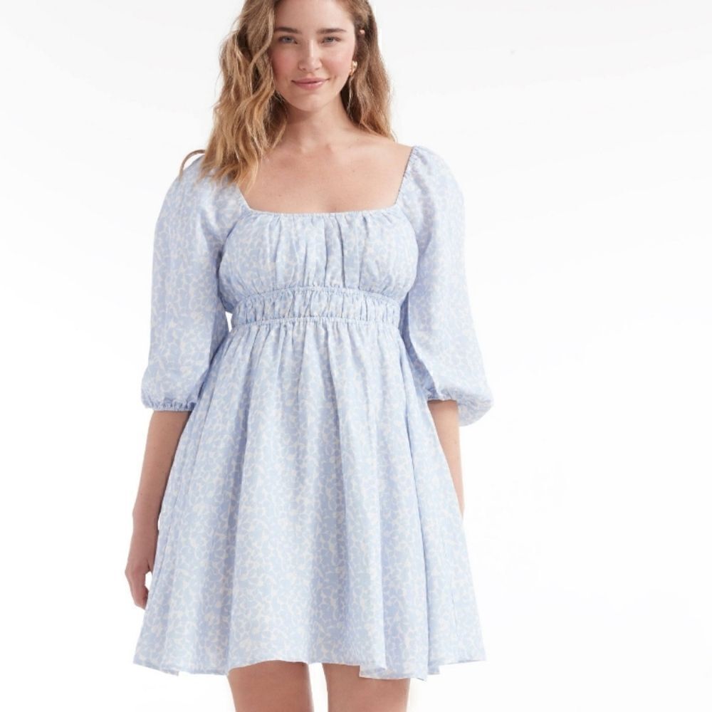 Hermoza Lala Cinched Mini Dress BlueFloral
